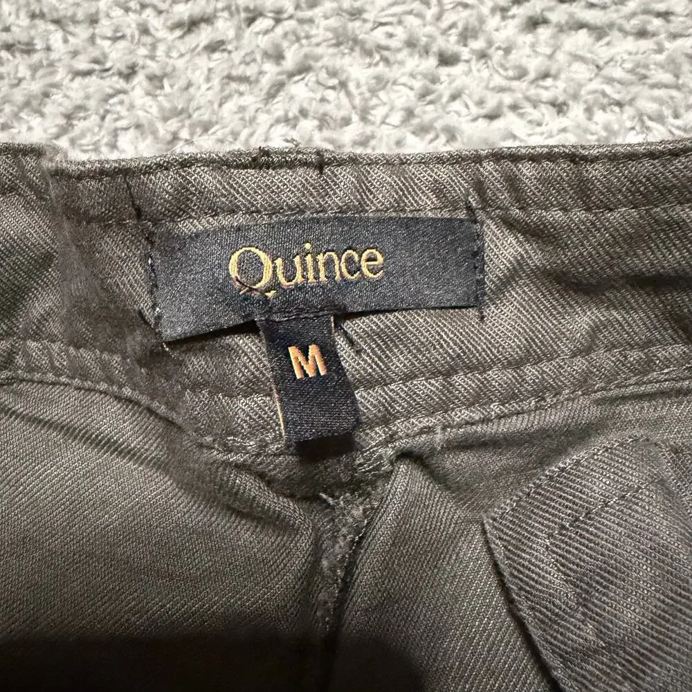 Quince Pants Womens Medium Gray Cargo Linen Blend Utility Pocket Tapered Ankle